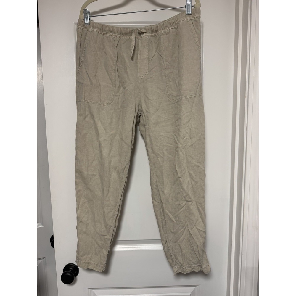 Splendid Collection, Women's Linen Blend Pull On Pants, Tan, Size XL